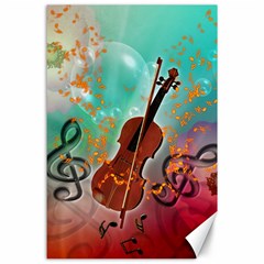 Violin With Violin Bow And Key Notes Canvas 24  X 36  by FantasyWorld7