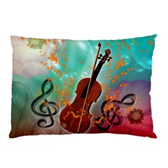 Violin With Violin Bow And Key Notes Pillow Cases by FantasyWorld7