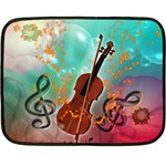 Violin With Violin Bow And Key Notes Fleece Blanket (Mini) 35 x27  Blanket