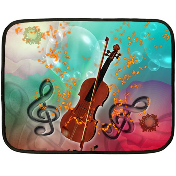 Violin With Violin Bow And Key Notes Fleece Blanket (Mini)