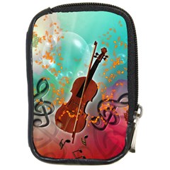 Violin With Violin Bow And Key Notes Compact Camera Cases by FantasyWorld7