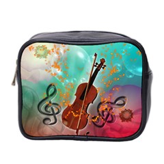 Violin With Violin Bow And Key Notes Mini Toiletries Bag 2-side by FantasyWorld7