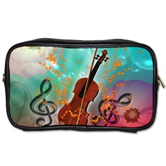 Violin With Violin Bow And Key Notes Toiletries Bags by FantasyWorld7