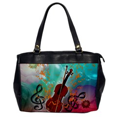 Violin With Violin Bow And Key Notes Office Handbags by FantasyWorld7