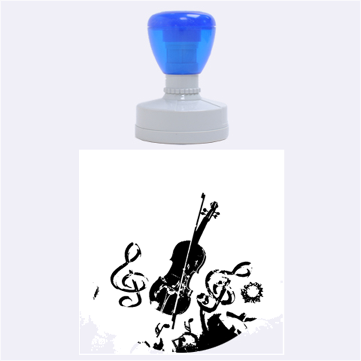 Violin With Violin Bow And Key Notes Rubber Round Stamps (Large)