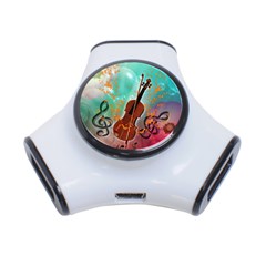 Violin With Violin Bow And Key Notes 3-port Usb Hub by FantasyWorld7