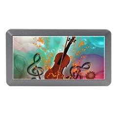 Violin With Violin Bow And Key Notes Memory Card Reader (mini) by FantasyWorld7