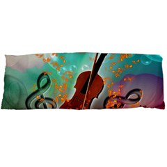 Violin With Violin Bow And Key Notes Body Pillow Cases Dakimakura (two Sides)  by FantasyWorld7