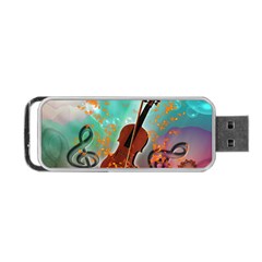 Violin With Violin Bow And Key Notes Portable Usb Flash (one Side) by FantasyWorld7