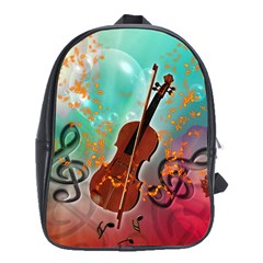 Violin With Violin Bow And Key Notes School Bags (xl)  by FantasyWorld7