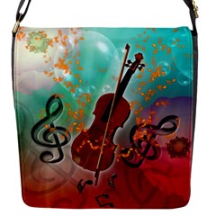 Violin With Violin Bow And Key Notes Flap Messenger Bag (s)