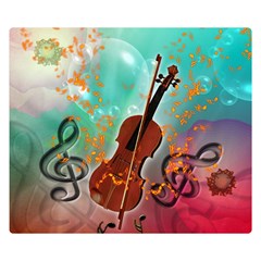 Violin With Violin Bow And Key Notes Double Sided Flano Blanket (small)  by FantasyWorld7