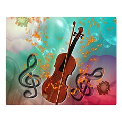 Violin With Violin Bow And Key Notes Double Sided Flano Blanket (large)  by FantasyWorld7