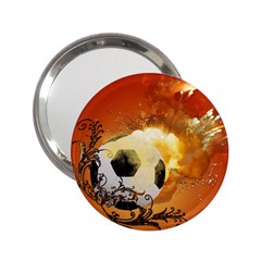 Soccer With Fire And Flame And Floral Elelements 2 25  Handbag Mirrors by FantasyWorld7