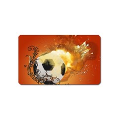 Soccer With Fire And Flame And Floral Elelements Magnet (name Card) by FantasyWorld7