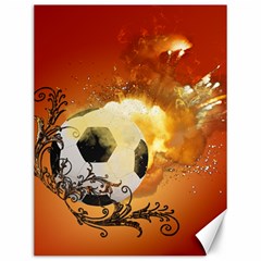 Soccer With Fire And Flame And Floral Elelements Canvas 12  X 16   by FantasyWorld7