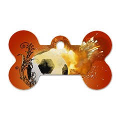 Soccer With Fire And Flame And Floral Elelements Dog Tag Bone (one Side) by FantasyWorld7