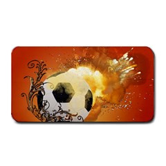 Soccer With Fire And Flame And Floral Elelements Medium Bar Mats by FantasyWorld7