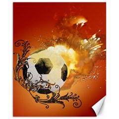 Soccer With Fire And Flame And Floral Elelements Canvas 11  X 14   by FantasyWorld7