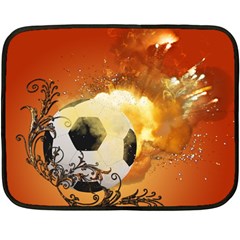 Soccer With Fire And Flame And Floral Elelements Fleece Blanket (mini) by FantasyWorld7