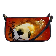 Soccer With Fire And Flame And Floral Elelements Shoulder Clutch Bags by FantasyWorld7