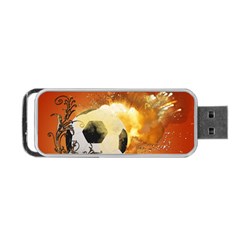 Soccer With Fire And Flame And Floral Elelements Portable Usb Flash (one Side) by FantasyWorld7