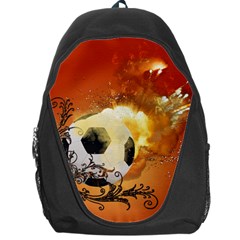 Soccer With Fire And Flame And Floral Elelements Backpack Bag by FantasyWorld7