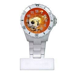 Soccer With Fire And Flame And Floral Elelements Nurses Watches by FantasyWorld7