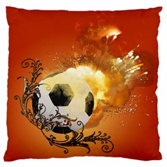 Soccer With Fire And Flame And Floral Elelements Standard Flano Cushion Cases (two Sides)  by FantasyWorld7