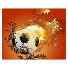 Soccer With Fire And Flame And Floral Elelements Double Sided Flano Blanket (medium)  by FantasyWorld7