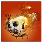 Soccer With Fire And Flame And Floral Elelements Large Satin Scarf (Square) Front