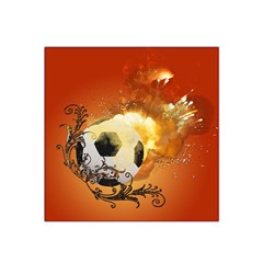 Soccer With Fire And Flame And Floral Elelements Satin Bandana Scarf by FantasyWorld7