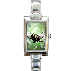 Beautiful Seaturtle With Bubbles Rectangle Italian Charm Watches by FantasyWorld7