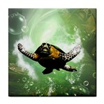 Beautiful Seaturtle With Bubbles Tile Coasters