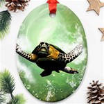 Beautiful Seaturtle With Bubbles Ornament (Oval) 