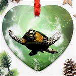 Beautiful Seaturtle With Bubbles Ornament (Heart) 