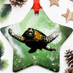 Beautiful Seaturtle With Bubbles Ornament (Star) 