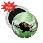 Beautiful Seaturtle With Bubbles 2.25  Magnets (10 pack) 