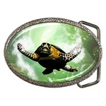 Beautiful Seaturtle With Bubbles Belt Buckles