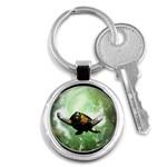 Beautiful Seaturtle With Bubbles Key Chains (Round) 