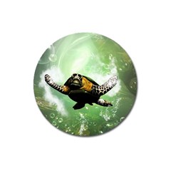 Beautiful Seaturtle With Bubbles Magnet 3  (round) by FantasyWorld7