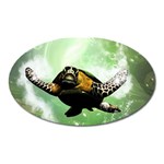 Beautiful Seaturtle With Bubbles Oval Magnet