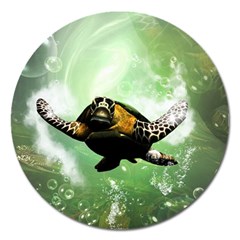 Beautiful Seaturtle With Bubbles Magnet 5  (round) by FantasyWorld7