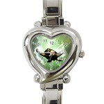 Beautiful Seaturtle With Bubbles Heart Italian Charm Watch