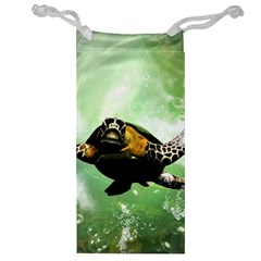 Beautiful Seaturtle With Bubbles Jewelry Bags by FantasyWorld7