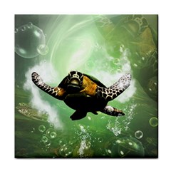 Beautiful Seaturtle With Bubbles Face Towel by FantasyWorld7