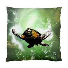 Beautiful Seaturtle With Bubbles Standard Cushion Case (one Side)  by FantasyWorld7