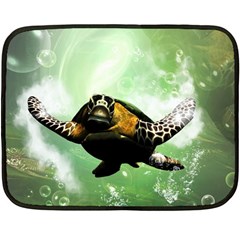 Beautiful Seaturtle With Bubbles Fleece Blanket (mini) by FantasyWorld7