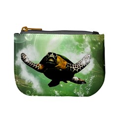 Beautiful Seaturtle With Bubbles Mini Coin Purses by FantasyWorld7