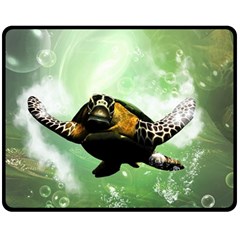 Beautiful Seaturtle With Bubbles Fleece Blanket (medium)  by FantasyWorld7